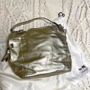Bright Silver Coach “Peyton” Tote